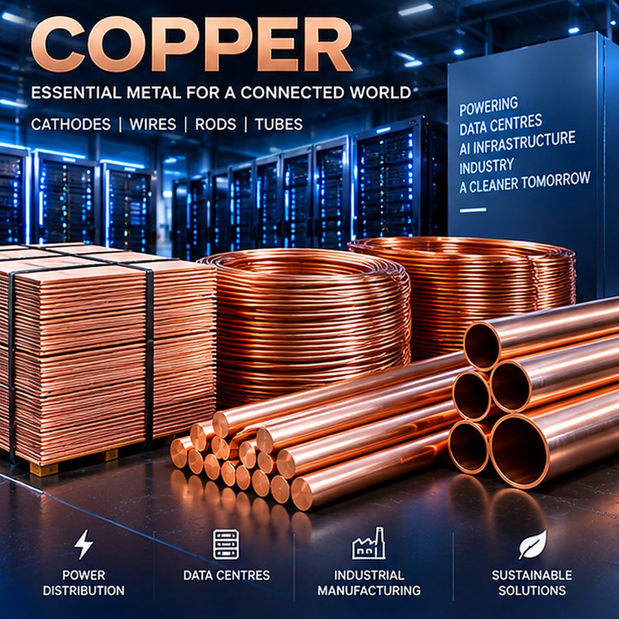 Copper — cathodes, wires, rods, tubes